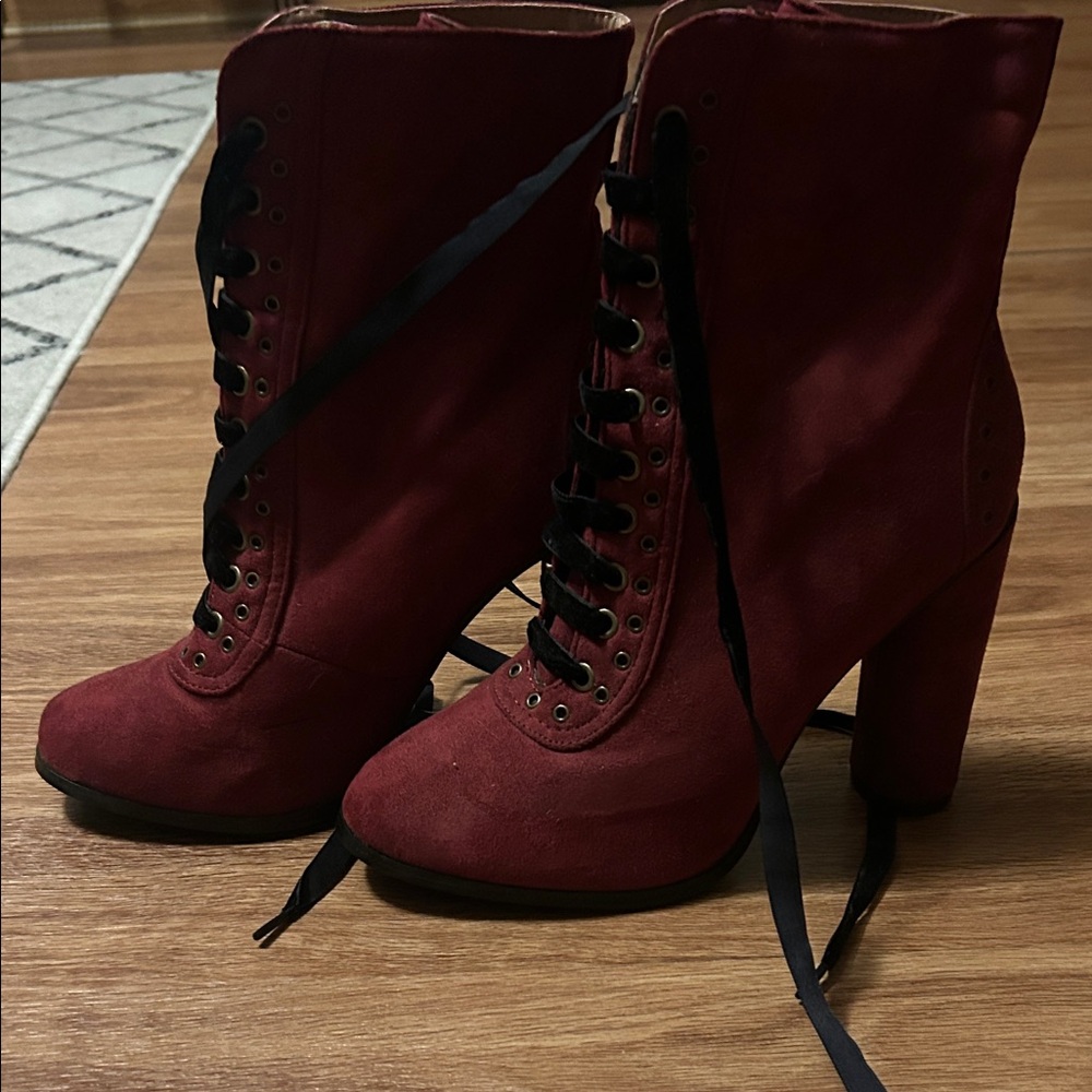 Michael Antonio Burgundy Lace-Up Boots